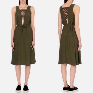 Sandro Olive Lace Cutout Dress